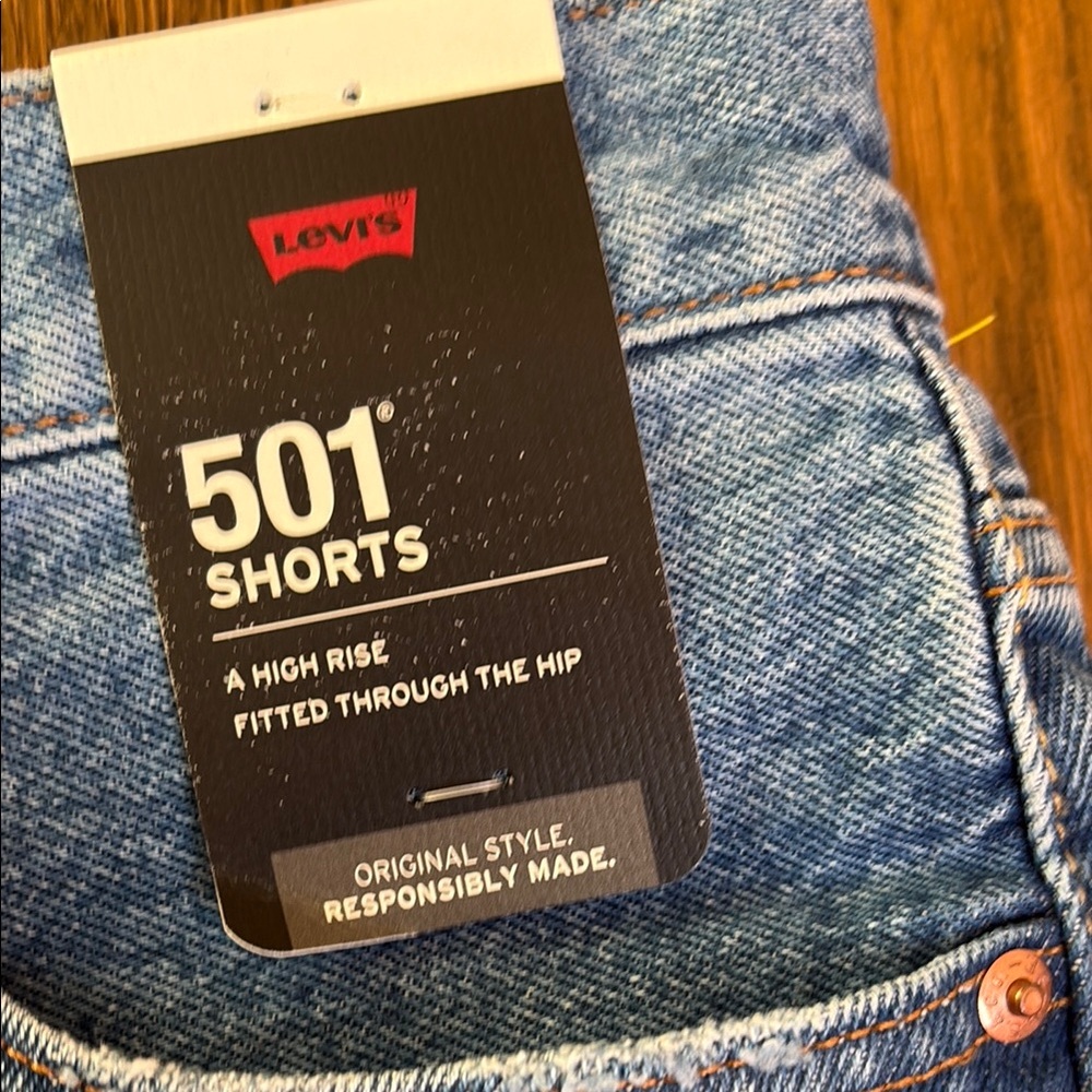 NWT Levi's 501 Distressed Blue Jean Shorts size 27 - Picture 3 of 6